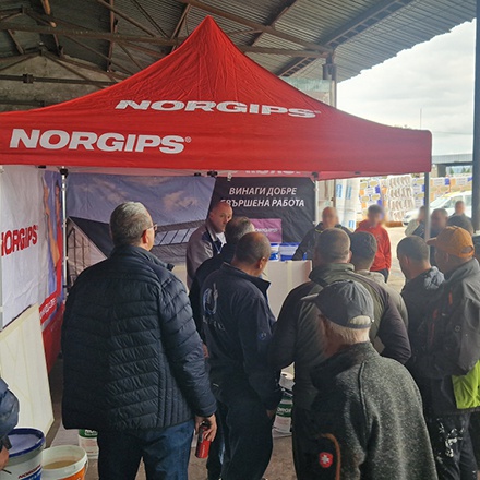 Демонстрация на готови смеси за шпакловка на NORGIPS в два склада на ТОПЛИВО АД