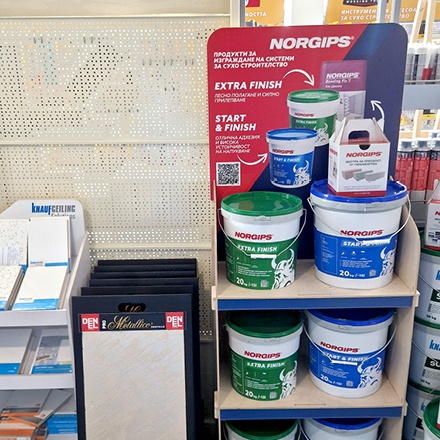 Нови стабилни и красиви експозитори за NORGIPS продукти